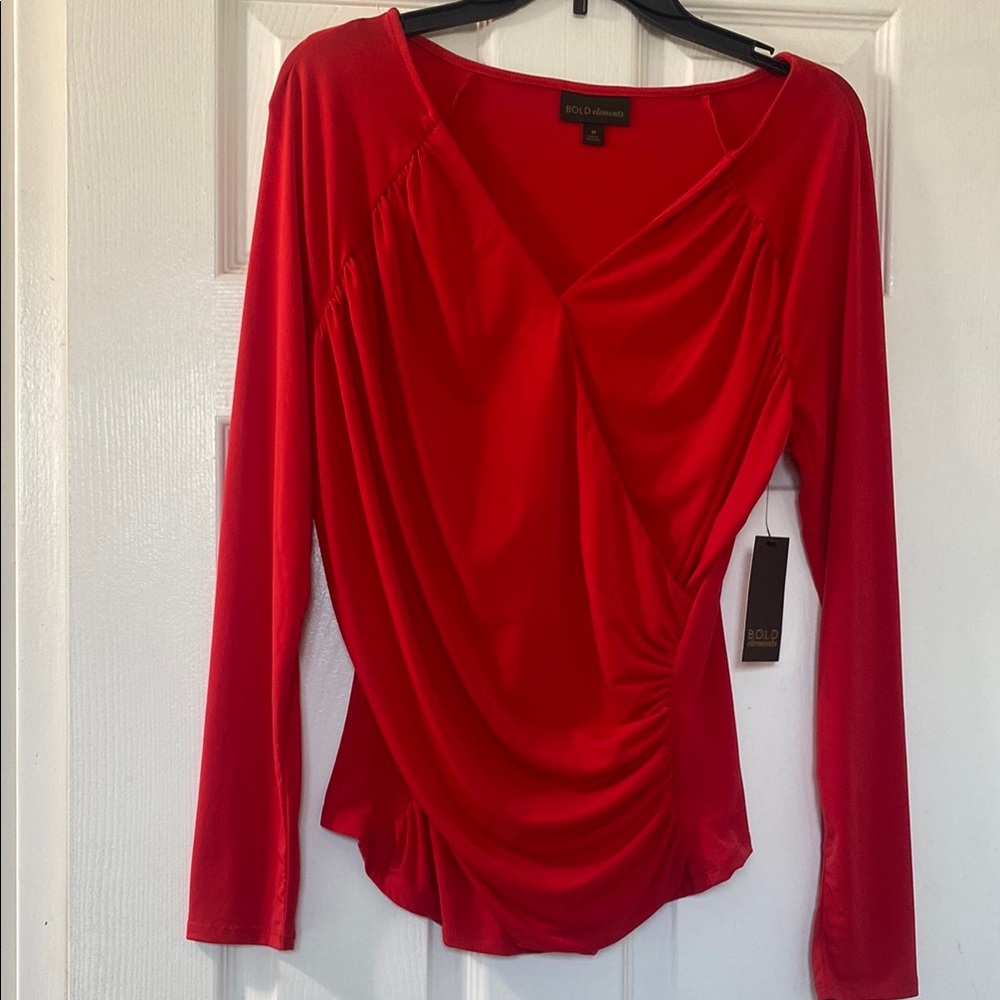 Bold Elements Red Draped Women's Top